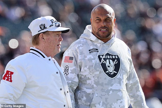 Raiders owner Mark Davis (left, with head coach Antonio Pierce) is growing increasingly concerned