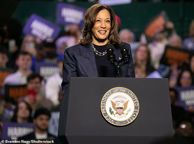 A new study has found that people with liberal views, like Democratic presidential candidate Kamala Harris (pictured), are at greater risk of living a psychologically rich life marked by diverse and challenging experiences.