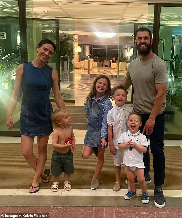 Kelvin posted an adorable photo of Marnie, seven, Milo, four, and 23-month-old twins Maximus and Mateusz as they headed out for dinner