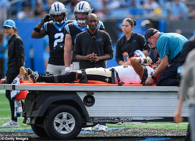 Olave was taken off the field in Carolina, but later tweeted 'Ima be aight' after the concussion