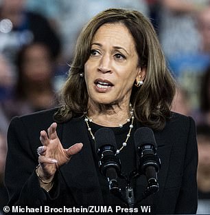 Vice President Kamala Harris speaks during a Get Out The Vote rally at the Pennsylvania Farm Show Complex in Harrisburg, Pennsylvania, on Wednesday, October 30