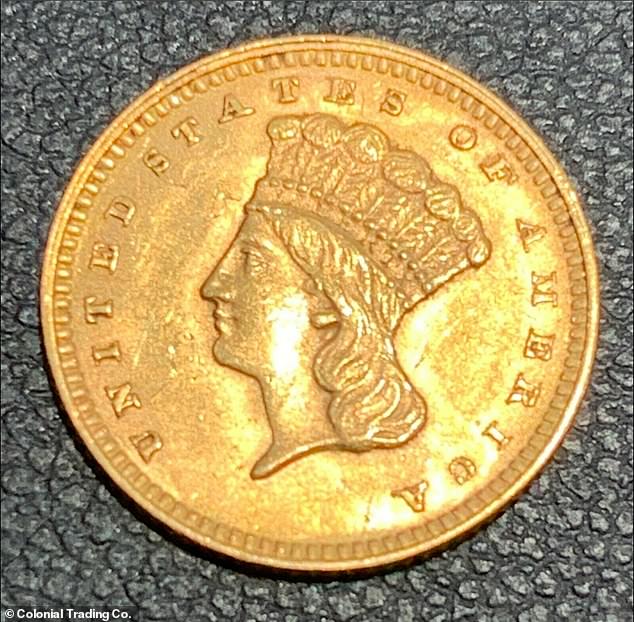 Pictured: A stock photo of an Indian princess with a big head, Gold Dollar. These were minted from 1856 to 1889