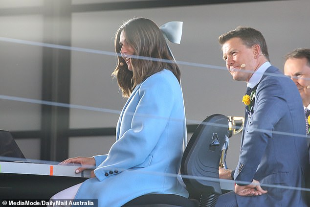 Sarah was joined by her co-presenter Alex, 43, who looked dapper in a navy blue suit as he got ready for their busy day of broadcasting duties