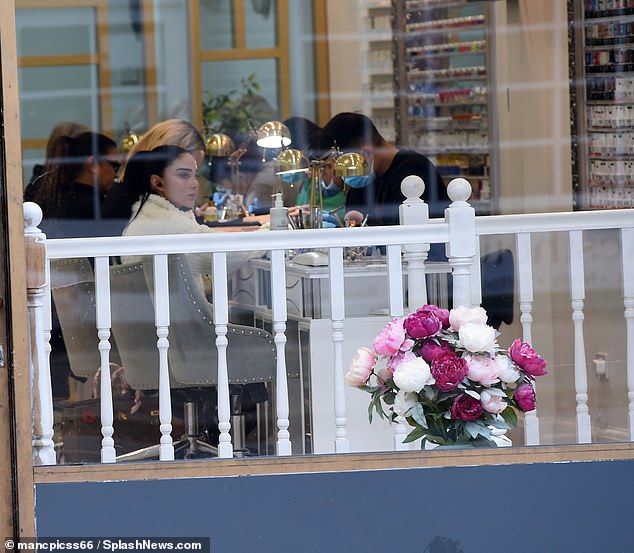 The star was seen getting her nails done as soon as she got to the salon