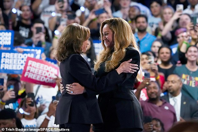 Last month, Vice President Kamala Harris, left, was endorsed by Beyoncé, right