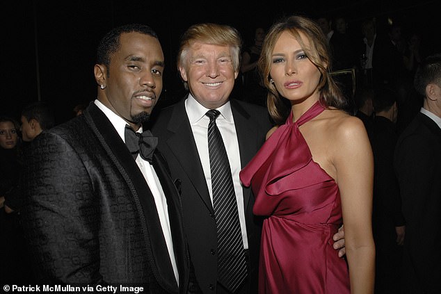 Donald Trump and his wife Melania are pictured with Diddy