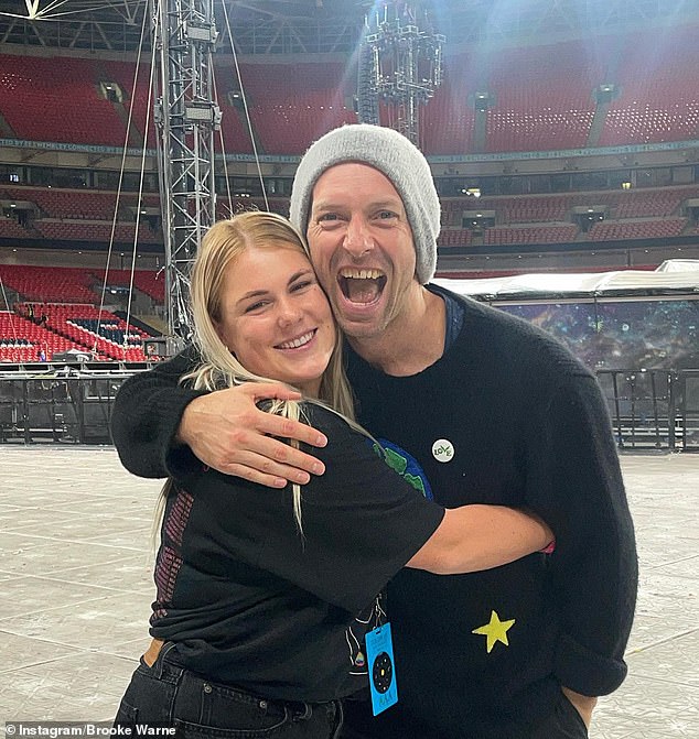 Brooke also revealed to Daily Mail Australia that she caught up with her dad's best friend Chris Martin (right) while he was touring Down Under with his band Coldplay