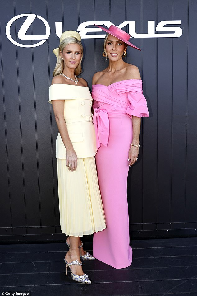 Rebecca Vallance (right) led the way for this second trend of the event as she posed with Nicky Hilton