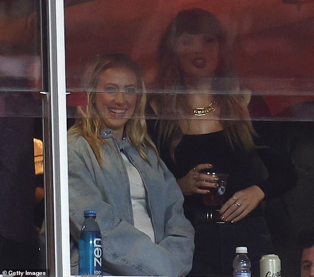 Later during the game, she was pictured reuniting with boyfriend Taylor Swift, 34 – who has been dating Chiefs Stravis Kelce, 35, since last year – in her suite