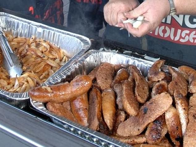 Aussies love the price too: a sausage and onion sandwich costs $3.50 and a can of drink just $2 (pictured)