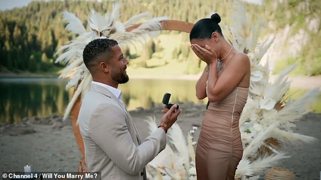 DJ got down on one knee in an idyllic lakeside setting and told her, “There is no one else on this earth that I see my future with.” I want to ask Cally, will you marry me?'