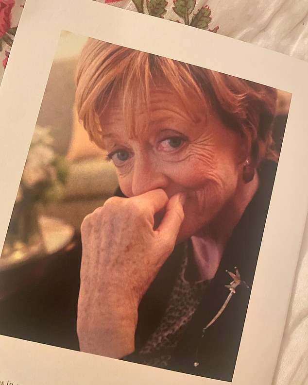 The order of service included a moving tribute to the late actress, with a photo of a youthful Dame Maggie on the front and a later image of her smiling on the back