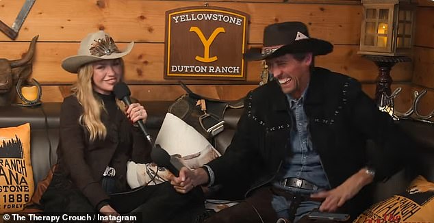 The power duo donned sexy outfits inspired by the neo-Western drama TV series Yellowstone and teased the latest episode of their The Therapy Crouch podcast