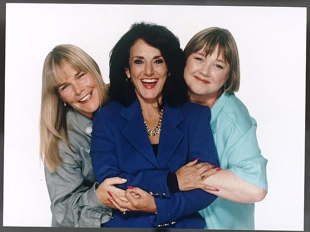 Linda recalls, “All those years ago we got the 76 bus to the studios and we were terrified. We just thought we don't know what it's going to be like' (pictured with Lesley Joseph and Pauline in 1998)