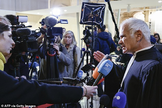 French lawyer from the French Association of Victims of Terrorism (AFVT) Antoine Casubolo Ferro answers journalists as he arrives for the trial of eight adults for the murder of teacher Samuel Paty