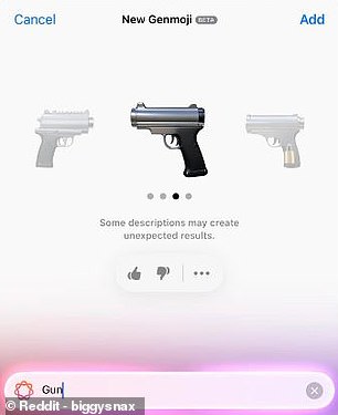 Although Apple previously removed the gun emoji, iPhone users discovered they could create new gun emoji in Genmoji