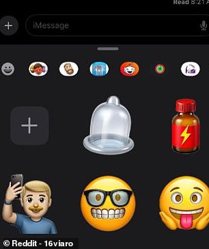 One iPhone owner used Genmoji to create an image that resembled recreational party drug 'poppers' (above right)