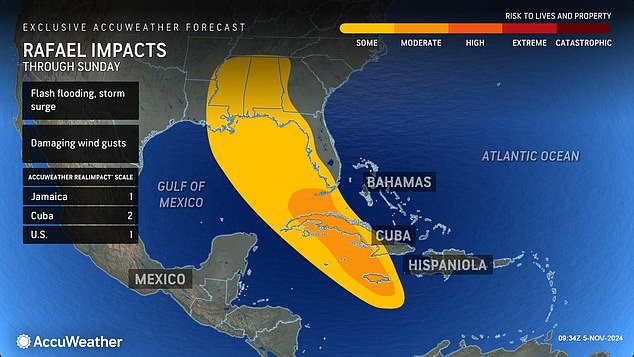 States such as Florida, Louisiana, Mississippi and Alabama are likely to be affected by the storm