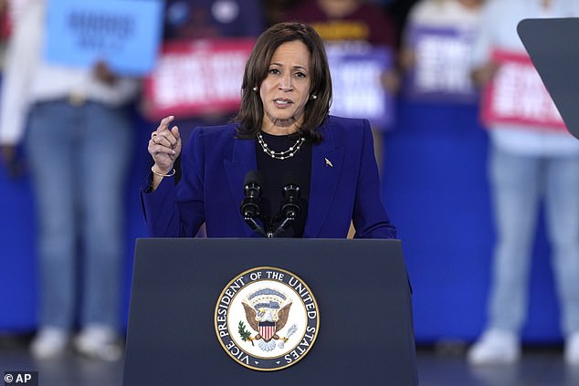 Democratic presidential candidate Vice President Kamala Harris speaks during a campaign event at the Talking Stick Resort Amphitheater, Thursday, Oct. 31, 2024, in Phoenix