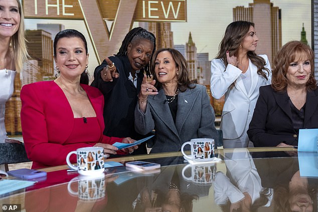 Griffin said she considers 'my voice lent' to Harris — pictured with the VP on The View in October