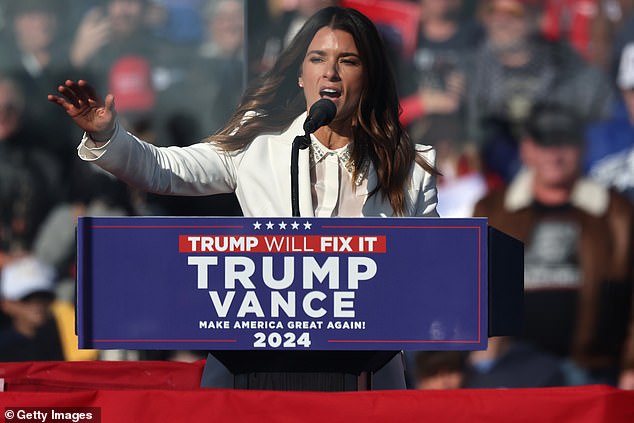 Since throwing her support behind Trump, the retired NASCAR and Indy Car driver has taken the stage at several campaign events