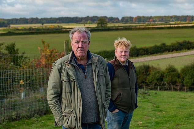 The former Top Gear presenter was spotted in his pub with his right-hand man Kaleb Cooper (pictured) from Clarkson's Farm, digging a hole and preparing a bonfire