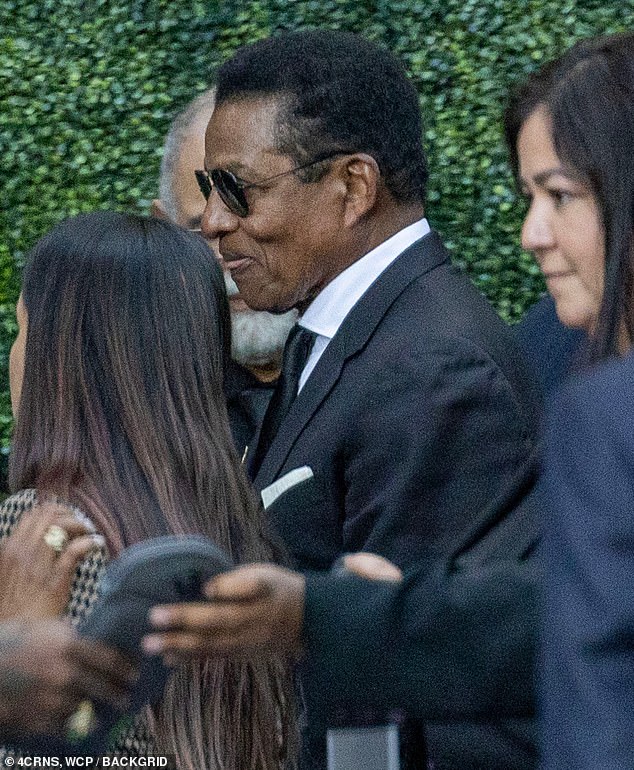 Jermaine Jackson paid his respects to his late brother at Tuesday's memorial and was spotted outside the Encino family home, also wearing a classic black suit and tie