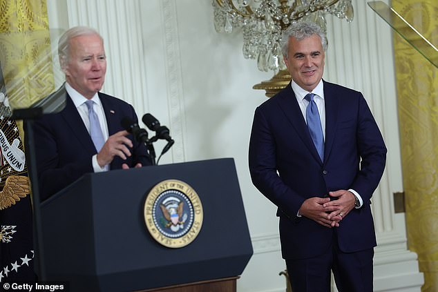 Biden's chief of staff, Jeffrey Zients (right), also appears to have more time on his hands, as reporters have spotted him in DC, personally buying lunches for his team and sneaking out of the White House gate to enjoy the time outside.