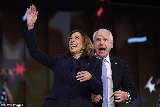 Harris and vice presidential candidate Tim Walz are pictured in August