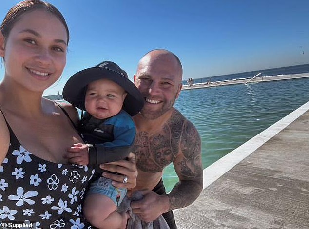 The 32-year-old (pictured with her husband Brad and their son) has received huge support from family and the wider Newcastle community and hopes to raise awareness of gestational breast cancer