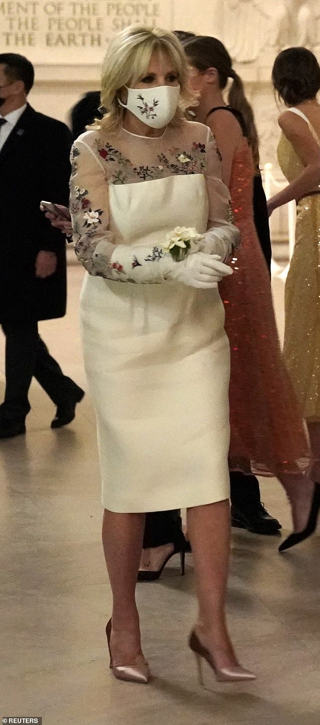 The mother-of-one wore a custom ivory Gabriela Hearst dress, with floral embroidery representing 