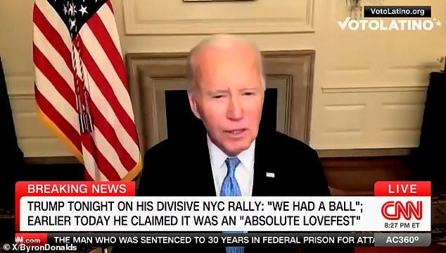 Joe has been out of the spotlight since he was accused of pouncing on Kamala's big 'closing' campaign speech by making a controversial statement on a Zoom call (seen)