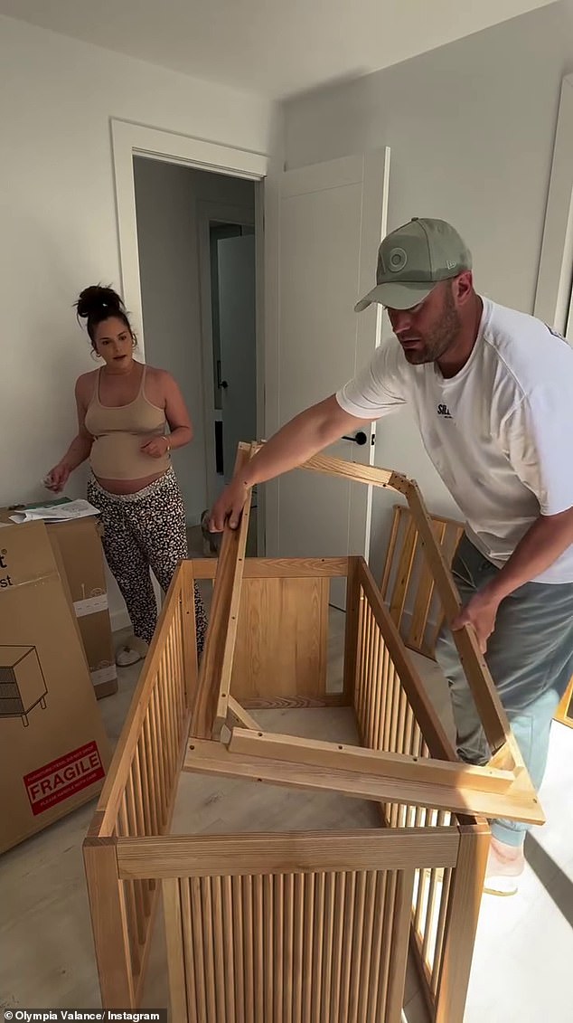 Olympia, who recently announced her pregnancy with AFL star husband Thomas Bellchambers, took to Instagram on Tuesday to share a video as she decorated the room for her child