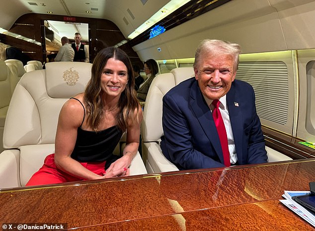 A few hours earlier, Patrick sat next to the man himself on Donald Trump's private jet