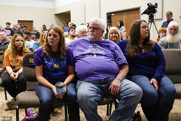 Family members of Liberty German and Abigail Williams listened as Indiana State Police Capt. Doug Carter made the announcement during a news conference in Delphi, Indiana, Monday, October 31, 2022