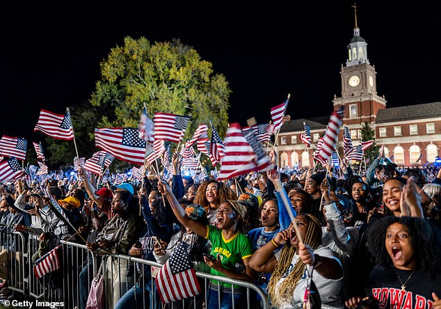 A viewing party was also hosted at Howard University in DC - a historically black school from which Harris graduated in 1986 with a degree in economics and political science.