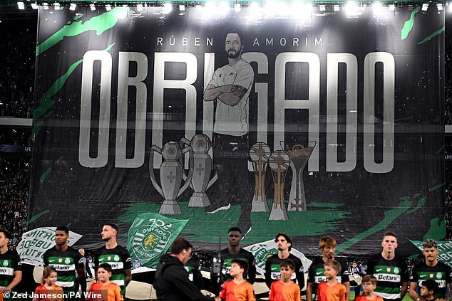 Sports fans built a banner to thank their outgoing manager for his glorious reign