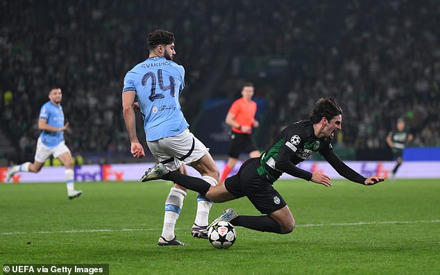 Moments later, defender Josko Gvardiol was awarded a penalty after a foul on Francisco Trincao