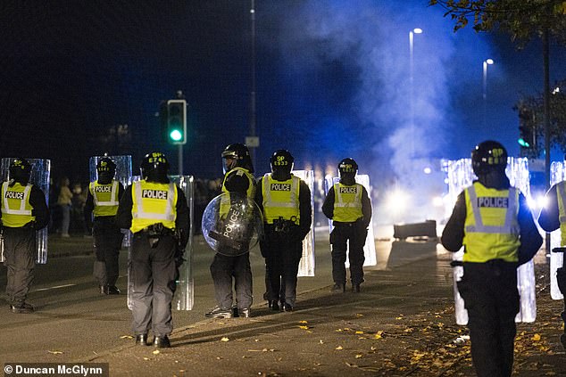 A police helicopter was deployed to map the violence