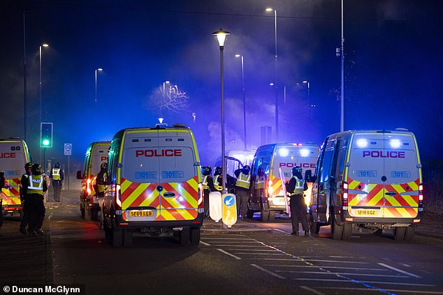 Riot police were deployed to take down the gang in Niddrie, west Edinburgh, after they shot fireworks at cars and set fire to bins