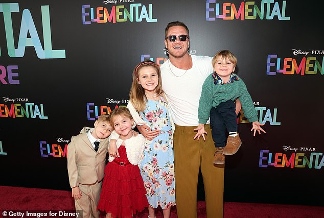 “The kids really love Minka and really love their mom, and that's okay. We see it as a kind of bonus for the family: more people to love, more people to help,” he added; seen in 2023 in LA