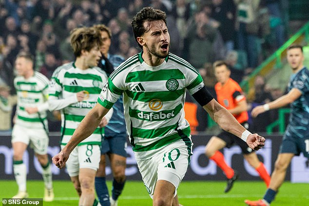 Nicolas Kuhn struck twice before the break to turn the match in Celtic's favour