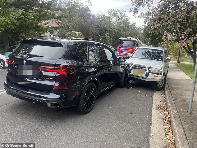 The Nova 96.9 radio presenter was reportedly behind the wheel of her black 2023 BMW X5 xDrive40i when the incident unfolded in Dudley Street, Randwick, causing significant damage to several vehicles.