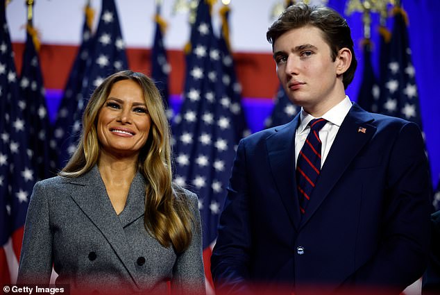 Melania joined Trump's immediate family and advisers on stage in the early hours of Wednesday