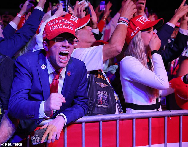 Trump supporters celebrate at the Palm Beach County Convention Center