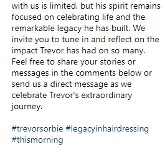 A post posted to Trevor's official Instagram last month paid tribute to his incredible career