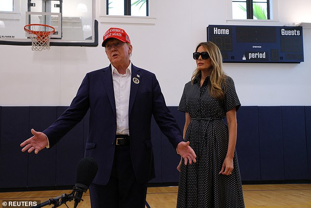 Donald Trump and Melania Trump after voting on Tuesday in Florida