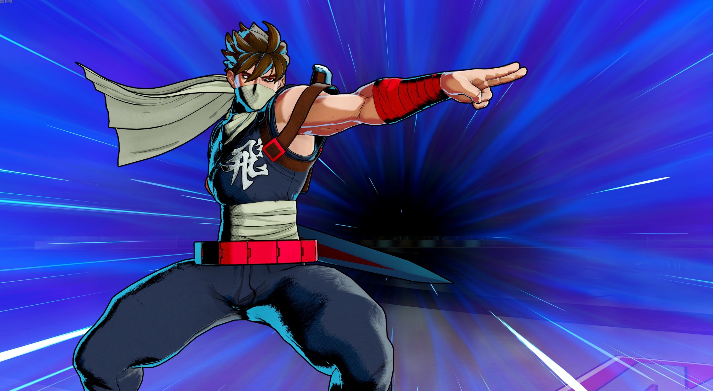 Strider Hiryu poses with his left arm extended in a screenshot from Marvel vs. Capcom Infinite & Beyond