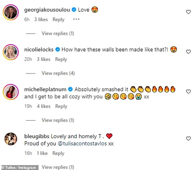 Tulisa's friends and followers took to the comments section to praise the makeover. Former TOWIE star Georgia Kousoulou wrote: 'Love'