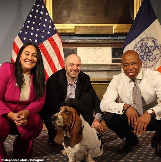 The dog mom decided to contact Stephen Calabria (center), the founder of NYC Dog Mayor, and shared some of the threats she and Enzo received, but he denied that this happened, Caputo said